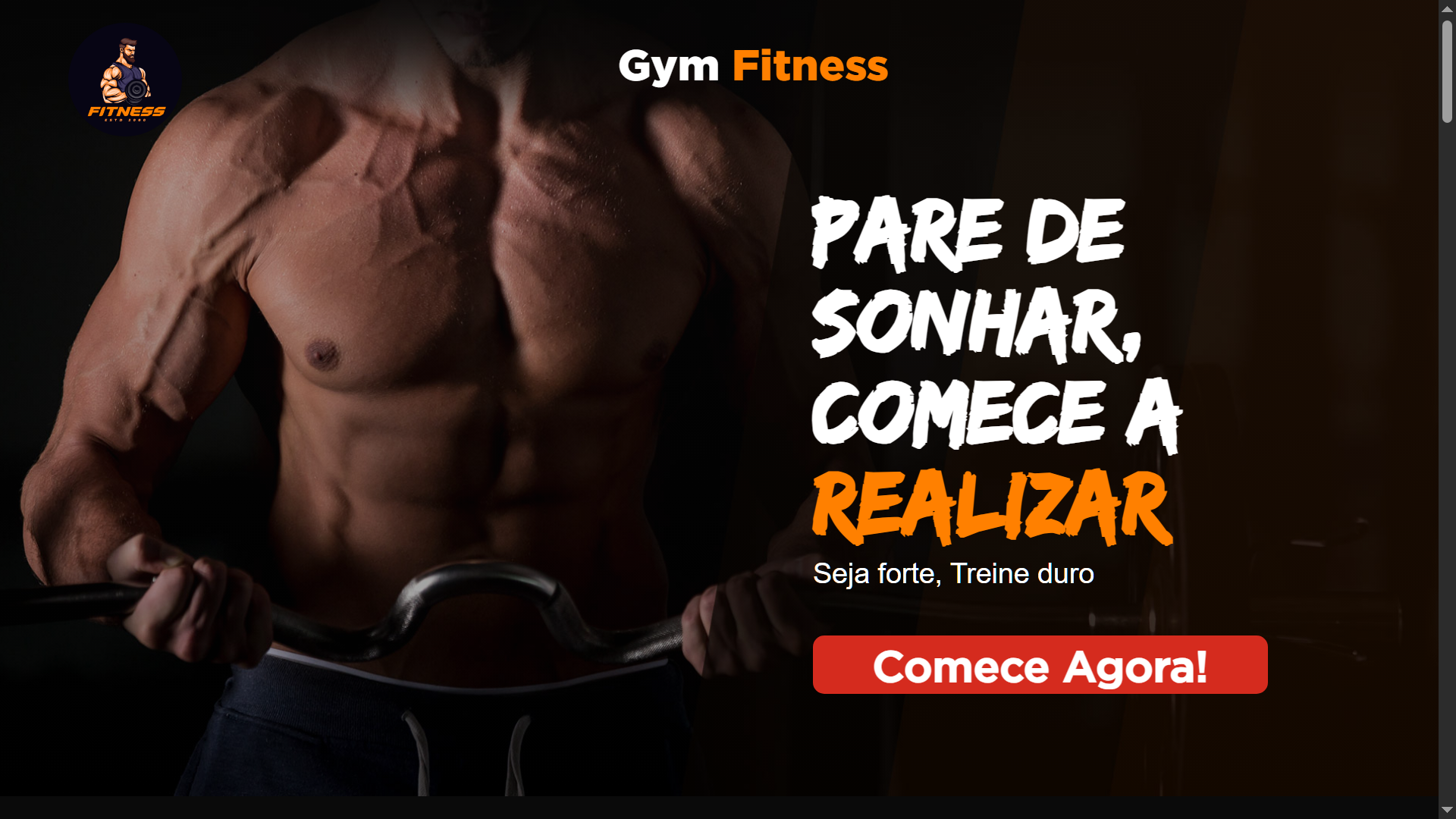 Imagem do protótipo de um site de academia